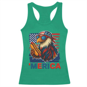 Funny American Eagle Eating Hot Dog Racerback Tank Top 4th Of July Party Patriotic USA Flag TS02 Irish Green Print Your Wear
