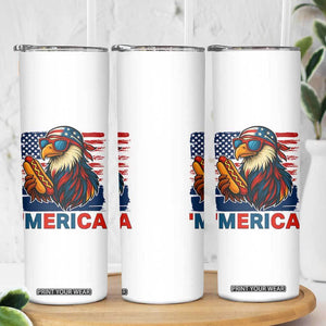 Funny American Eagle Eating Hot Dog Skinny Tumbler 4th Of July Party Patriotic USA Flag TS02 Print Your Wear