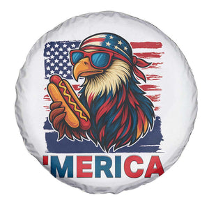Funny American Eagle Eating Hot Dog Spare Tire Cover 4th Of July Party Patriotic USA Flag TS02 Print Your Wear