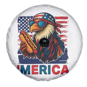 Funny American Eagle Eating Hot Dog Spare Tire Cover 4th Of July Party Patriotic USA Flag TS02 Print Your Wear