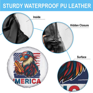Funny American Eagle Eating Hot Dog Spare Tire Cover 4th Of July Party Patriotic USA Flag TS02 Print Your Wear