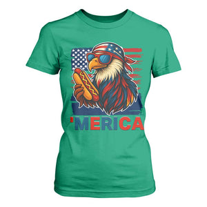 Funny American Eagle Eating Hot Dog T Shirt For Women 4th Of July Party Patriotic USA Flag TS02 Irish Green Print Your Wear