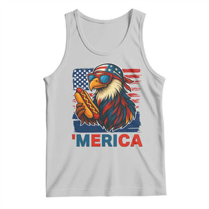 Funny American Eagle Eating Hot Dog Tank Top 4th Of July Party Patriotic USA Flag TS02 Ash Print Your Wear
