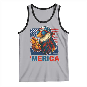 Funny American Eagle Eating Hot Dog Tank Top 4th Of July Party Patriotic USA Flag TS02 Athletic Heather Black Print Your Wear