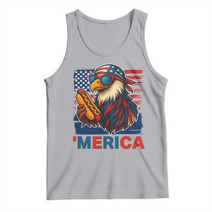 Funny American Eagle Eating Hot Dog Tank Top 4th Of July Party Patriotic USA Flag TS02 Athletic Heather Print Your Wear