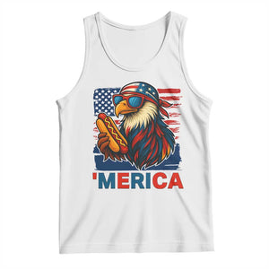 Funny American Eagle Eating Hot Dog Tank Top 4th Of July Party Patriotic USA Flag TS02 White Print Your Wear