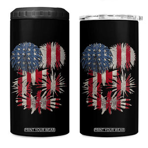 Funny American Fireworks Patriotic July 4th US Flag 4 in 1 Can Cooler Tumbler TS11 One Size: 16 oz Black Print Your Wear