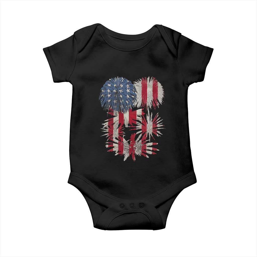 Funny American Fireworks Patriotic July 4th US Flag Baby Onesie TS11 Black Print Your Wear