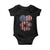 Funny American Fireworks Patriotic July 4th US Flag Baby Onesie TS11 Black Print Your Wear