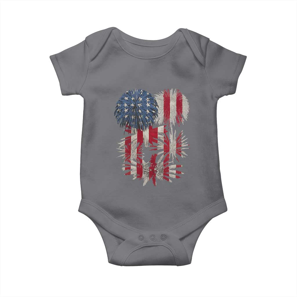 Funny American Fireworks Patriotic July 4th US Flag Baby Onesie TS11 Charcoal Print Your Wear