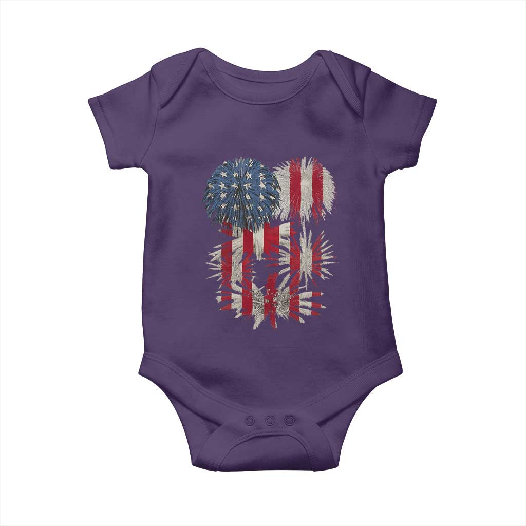 Funny American Fireworks Patriotic July 4th US Flag Baby Onesie TS11 Purple Print Your Wear