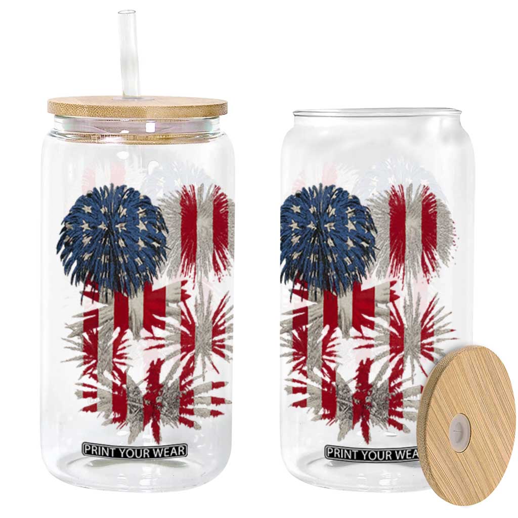 Funny American Fireworks Patriotic July 4th US Flag Glass Can TS11 Black Print Your Wear