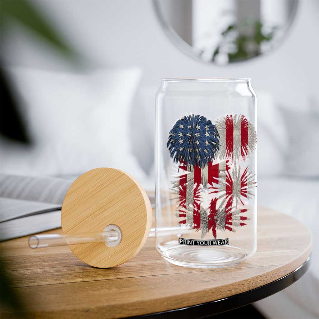 Funny American Fireworks Patriotic July 4th US Flag Glass Can TS11 Print Your Wear