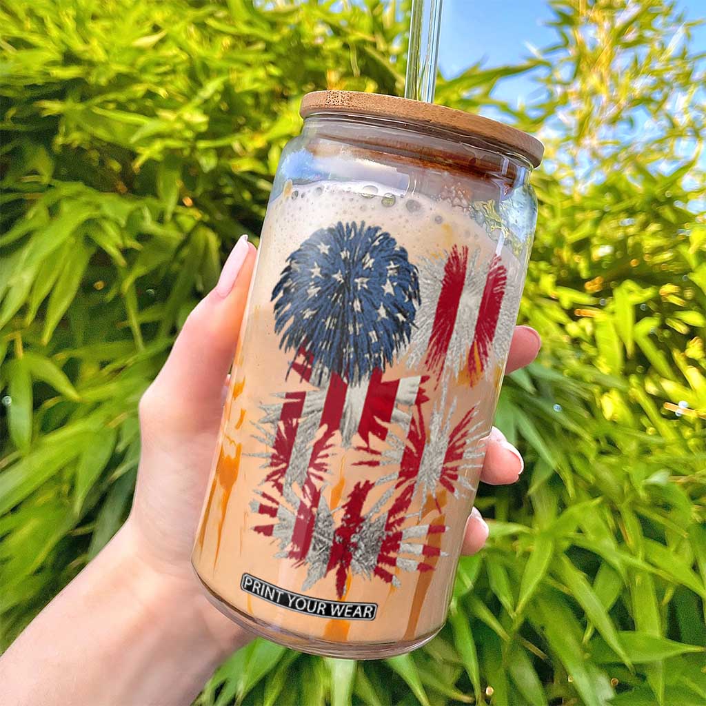 Funny American Fireworks Patriotic July 4th US Flag Glass Can TS11 Print Your Wear