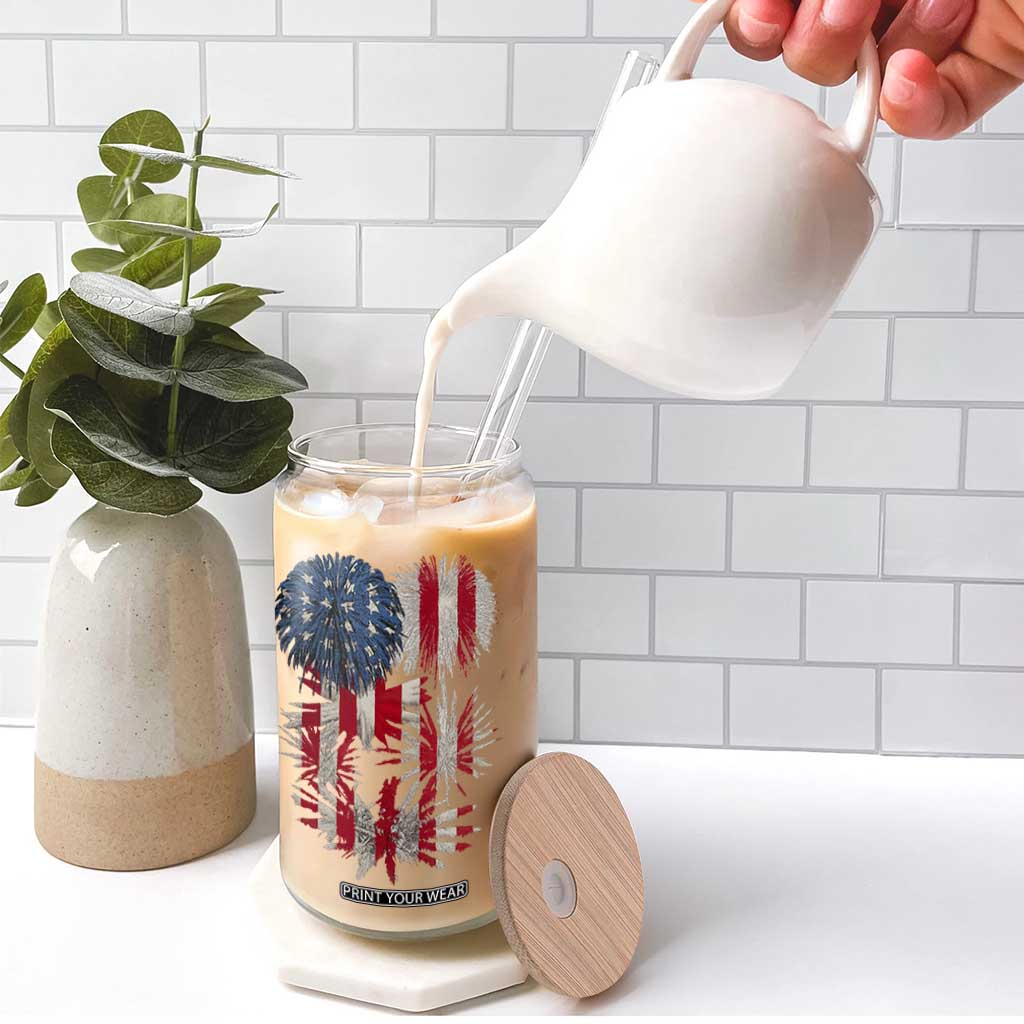 Funny American Fireworks Patriotic July 4th US Flag Glass Can TS11 Print Your Wear