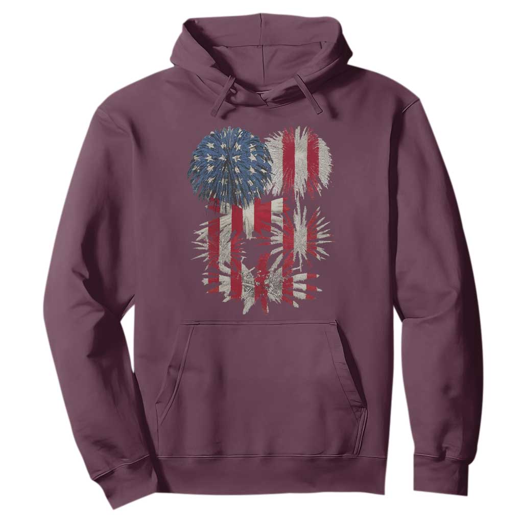 Funny American Fireworks Patriotic July 4th US Flag Hoodie TS11 Maroon Print Your Wear