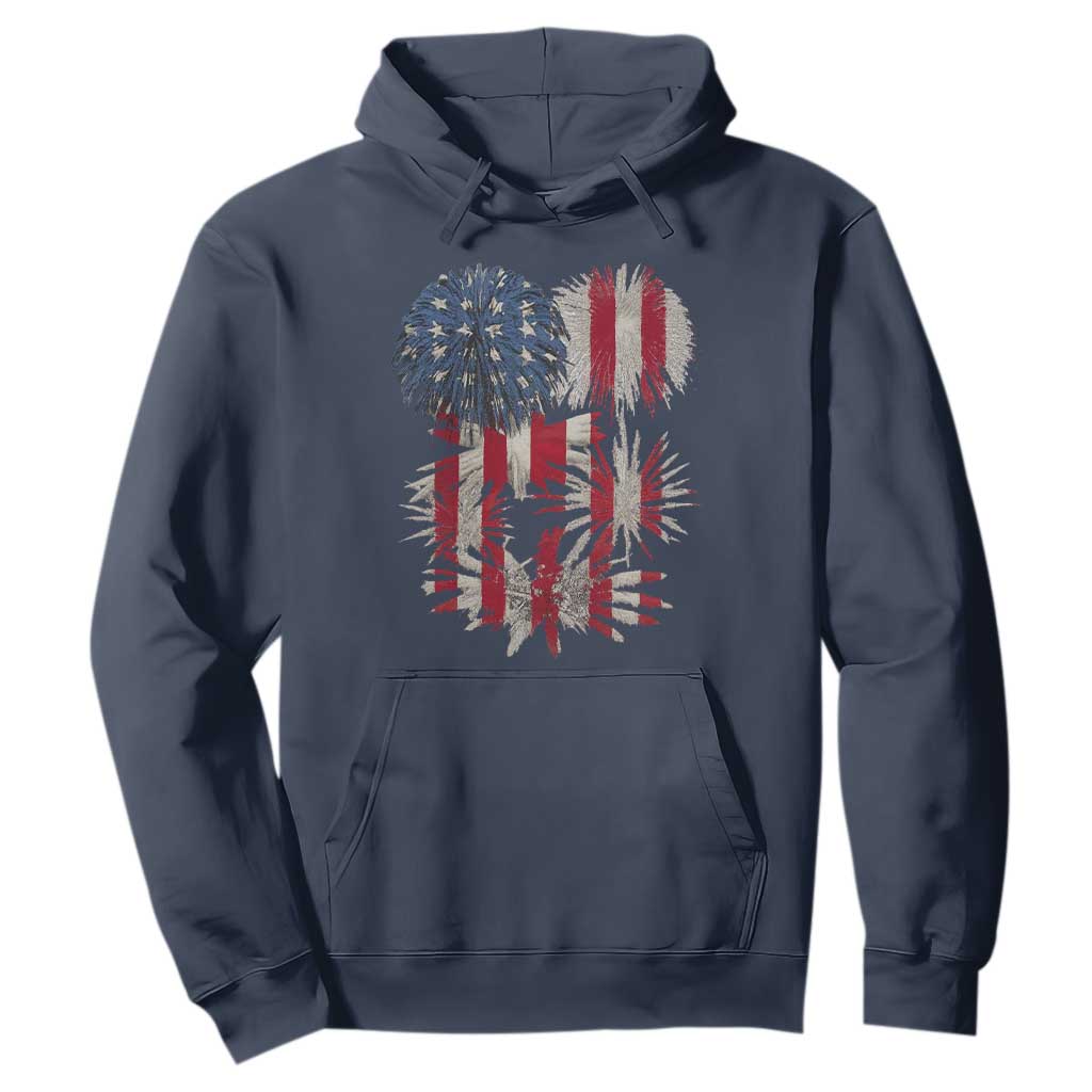 Funny American Fireworks Patriotic July 4th US Flag Hoodie TS11 Navy Print Your Wear