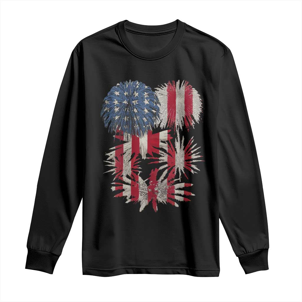 Funny American Fireworks Patriotic July 4th US Flag Long Sleeve Shirt TS11 Black Print Your Wear