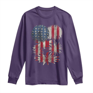 Funny American Fireworks Patriotic July 4th US Flag Long Sleeve Shirt TS11 Purple Print Your Wear