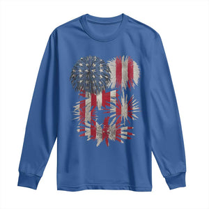 Funny American Fireworks Patriotic July 4th US Flag Long Sleeve Shirt TS11 Royal Blue Print Your Wear