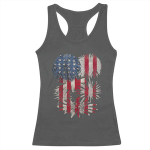 Funny American Fireworks Patriotic July 4th US Flag Racerback Tank Top TS11 Dark Heather Print Your Wear