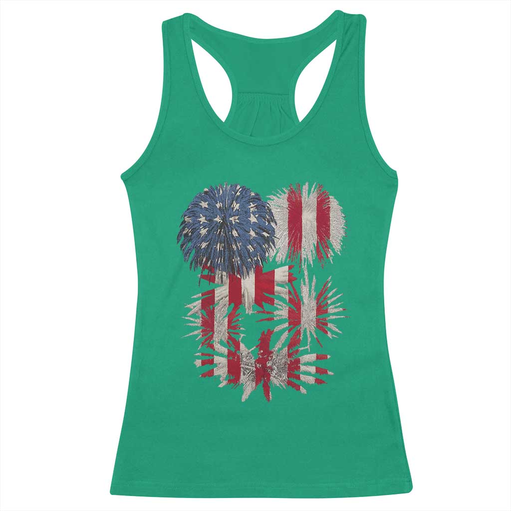Funny American Fireworks Patriotic July 4th US Flag Racerback Tank Top TS11 Irish Green Print Your Wear