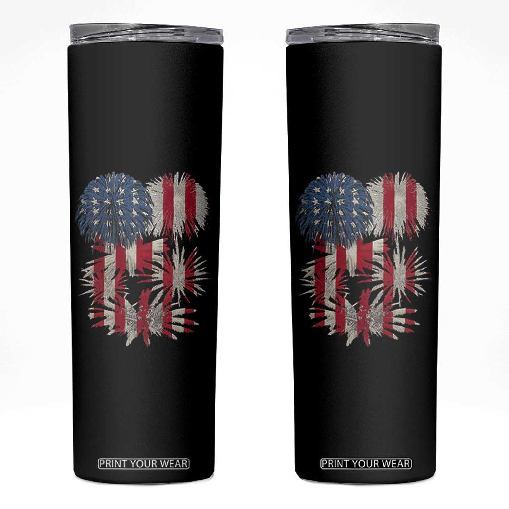 Funny American Fireworks Patriotic July 4th US Flag Skinny Tumbler TS11 Black Print Your Wear