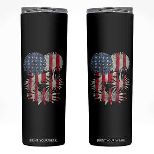 Funny American Fireworks Patriotic July 4th US Flag Skinny Tumbler TS11 Black Print Your Wear