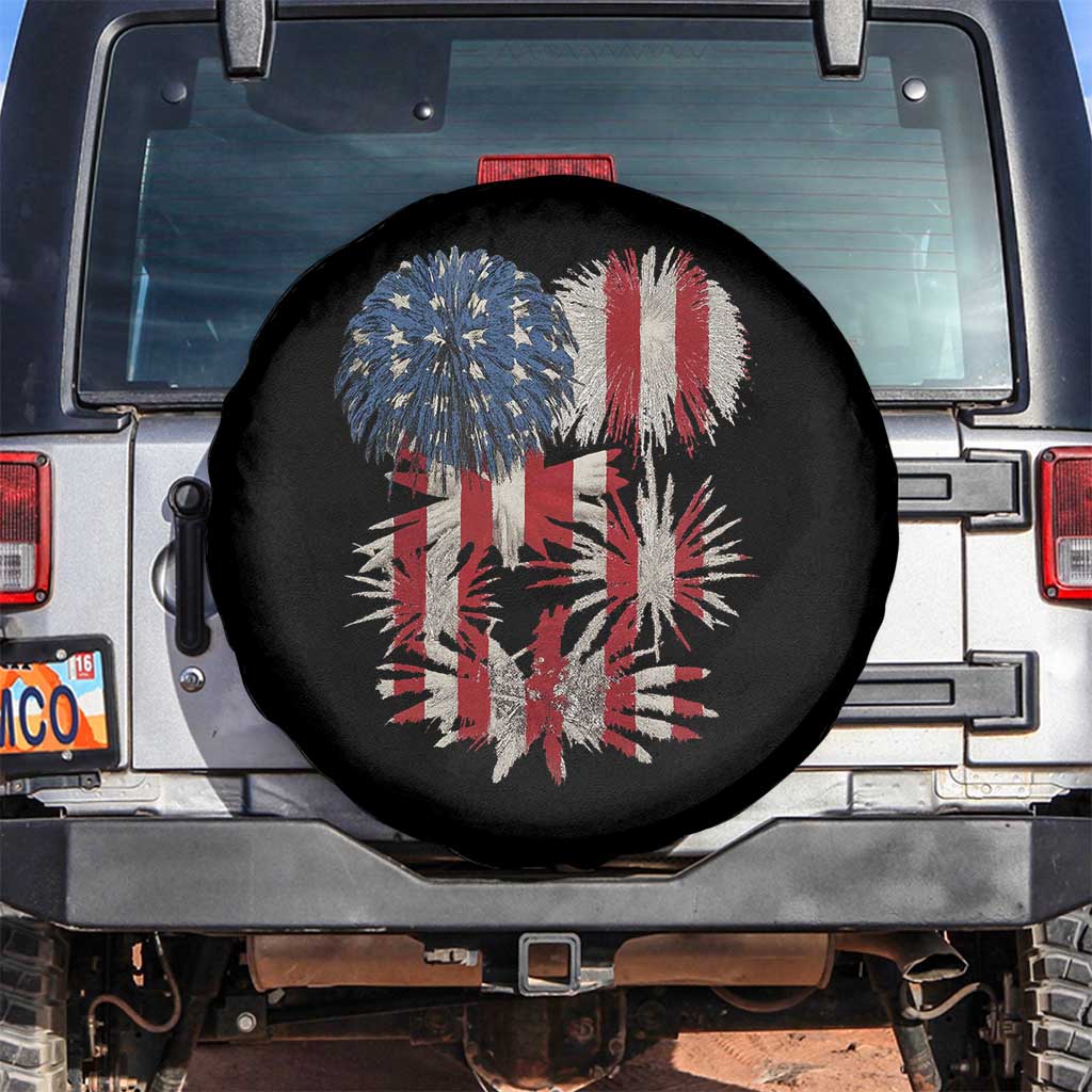 Funny American Fireworks Patriotic July 4th US Flag Spare Tire Cover TS11 No hole Black Print Your Wear