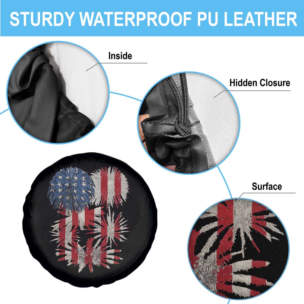 Funny American Fireworks Patriotic July 4th US Flag Spare Tire Cover TS11 Print Your Wear