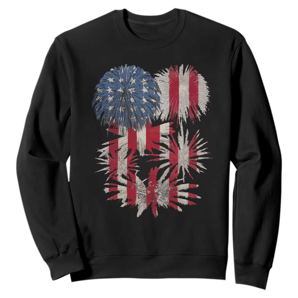 Funny American Fireworks Patriotic July 4th US Flag Sweatshirt TS11 Black Print Your Wear