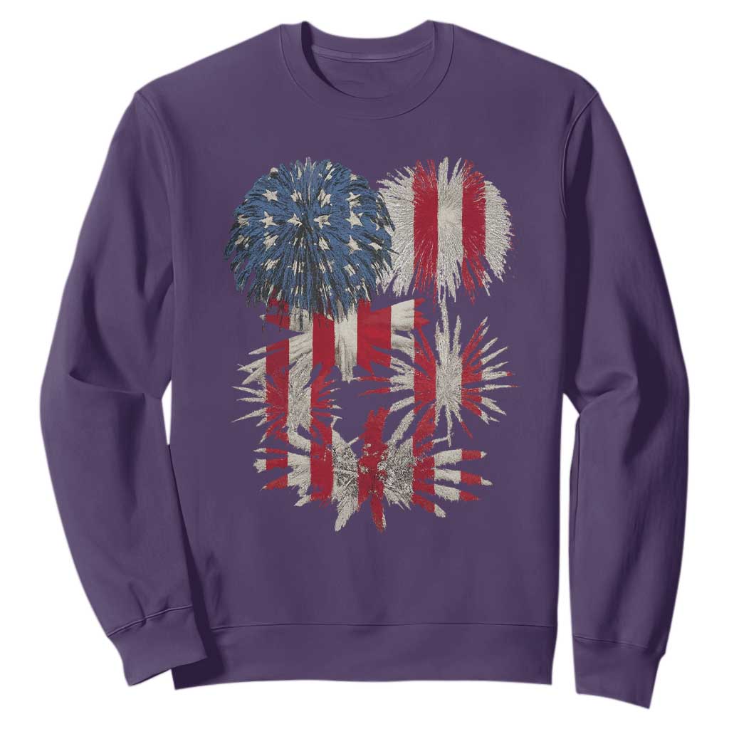 Funny American Fireworks Patriotic July 4th US Flag Sweatshirt TS11 Purple Print Your Wear