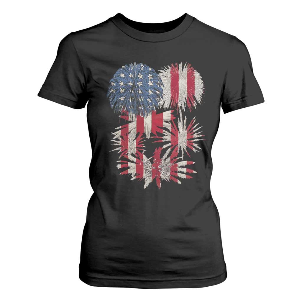 Funny American Fireworks Patriotic July 4th US Flag T Shirt For Women TS11 Black Print Your Wear