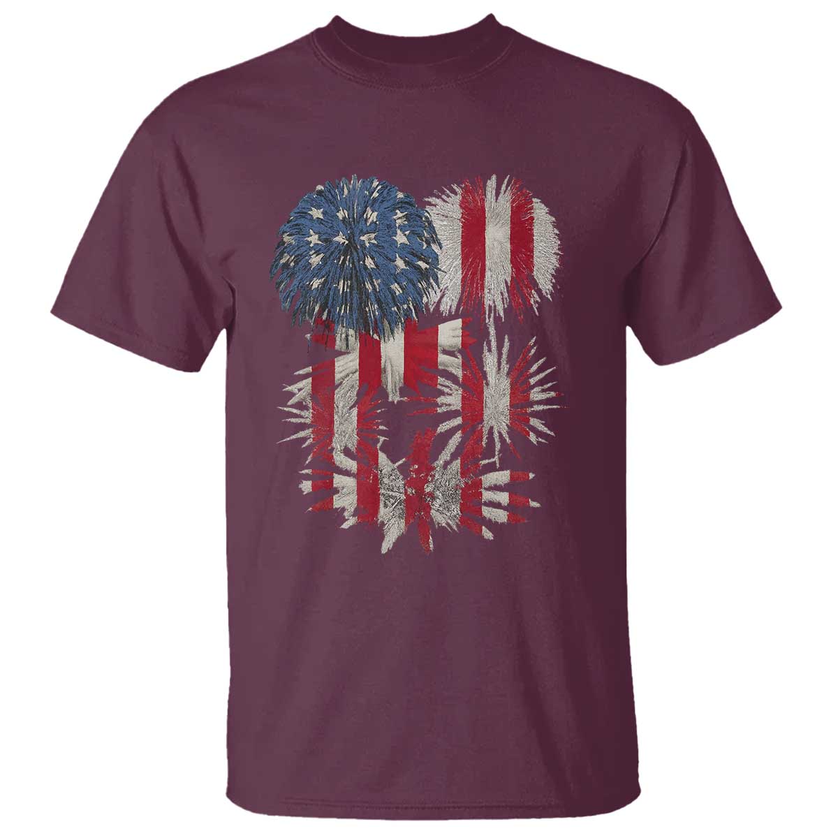 Funny American Fireworks Patriotic July 4th US Flag T Shirt TS11 Maroon Print Your Wear