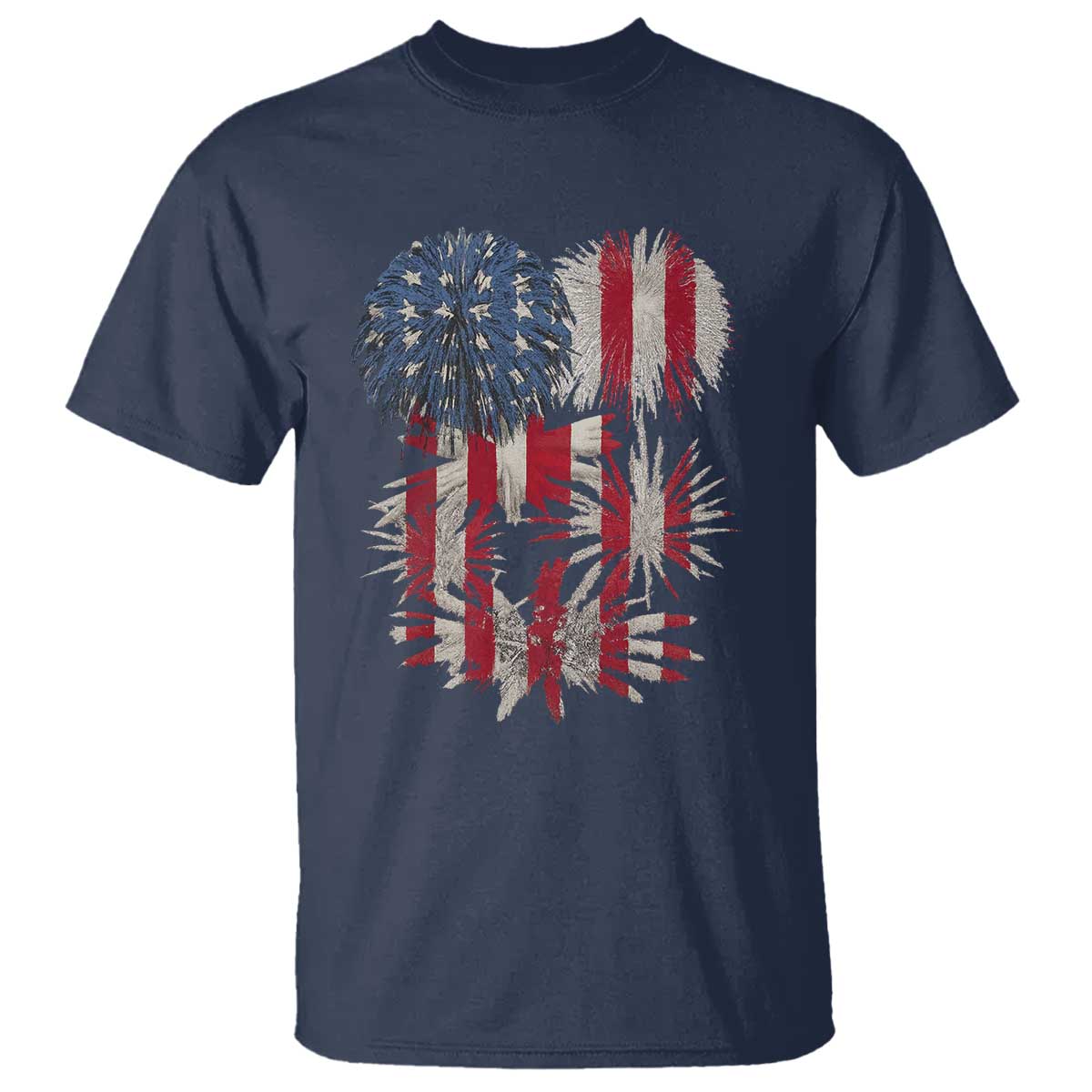 Funny American Fireworks Patriotic July 4th US Flag T Shirt TS11 Navy Print Your Wear