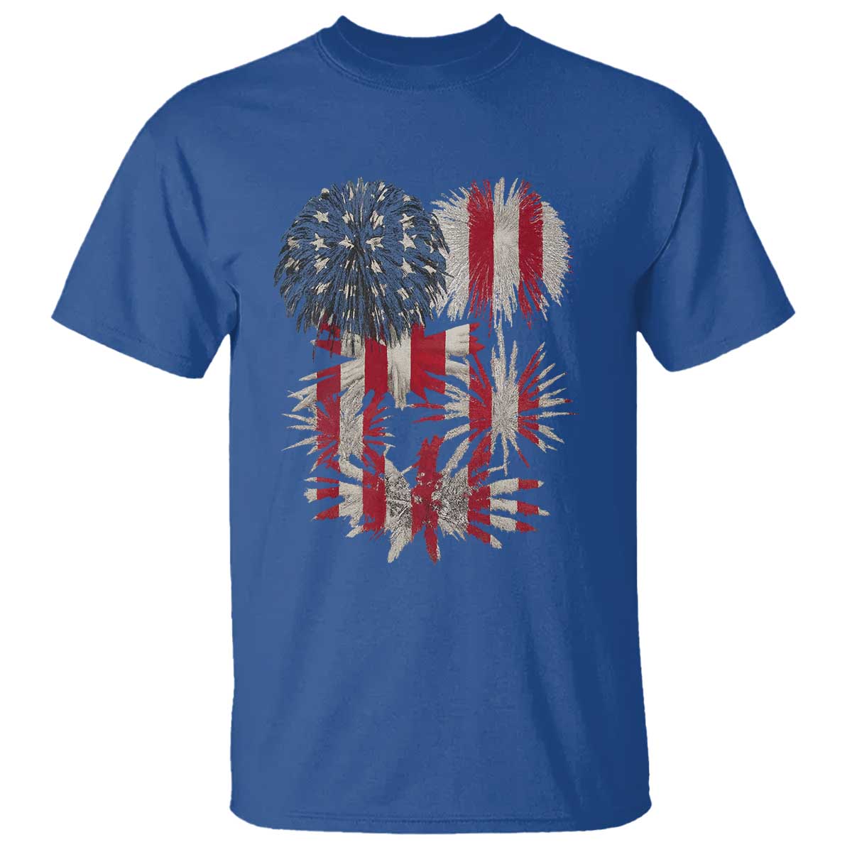 Funny American Fireworks Patriotic July 4th US Flag T Shirt TS11 Royal Blue Print Your Wear