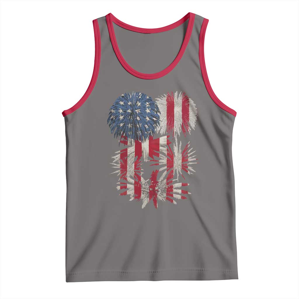 Funny American Fireworks Patriotic July 4th US Flag Tank Top TS11 Deep Heather Red Print Your Wear
