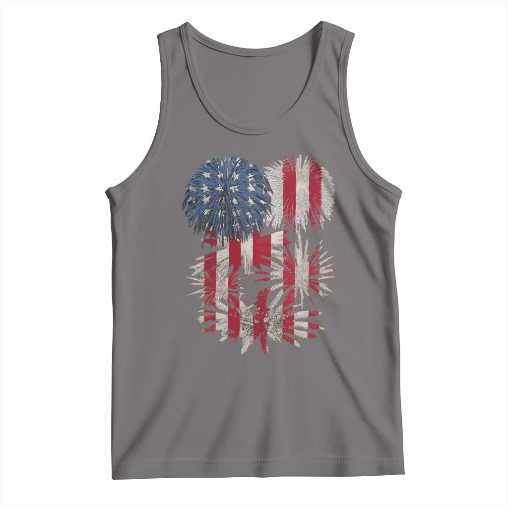 Funny American Fireworks Patriotic July 4th US Flag Tank Top TS11 Deep Heather Print Your Wear
