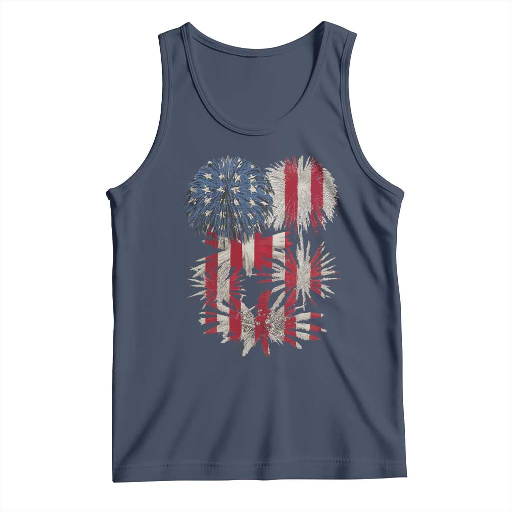 Funny American Fireworks Patriotic July 4th US Flag Tank Top TS11 Navy Print Your Wear