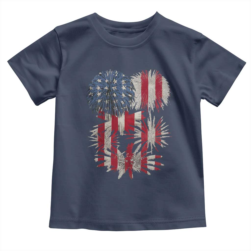 Funny American Fireworks Patriotic July 4th US Flag Toddler T Shirt TS11 Navy Print Your Wear