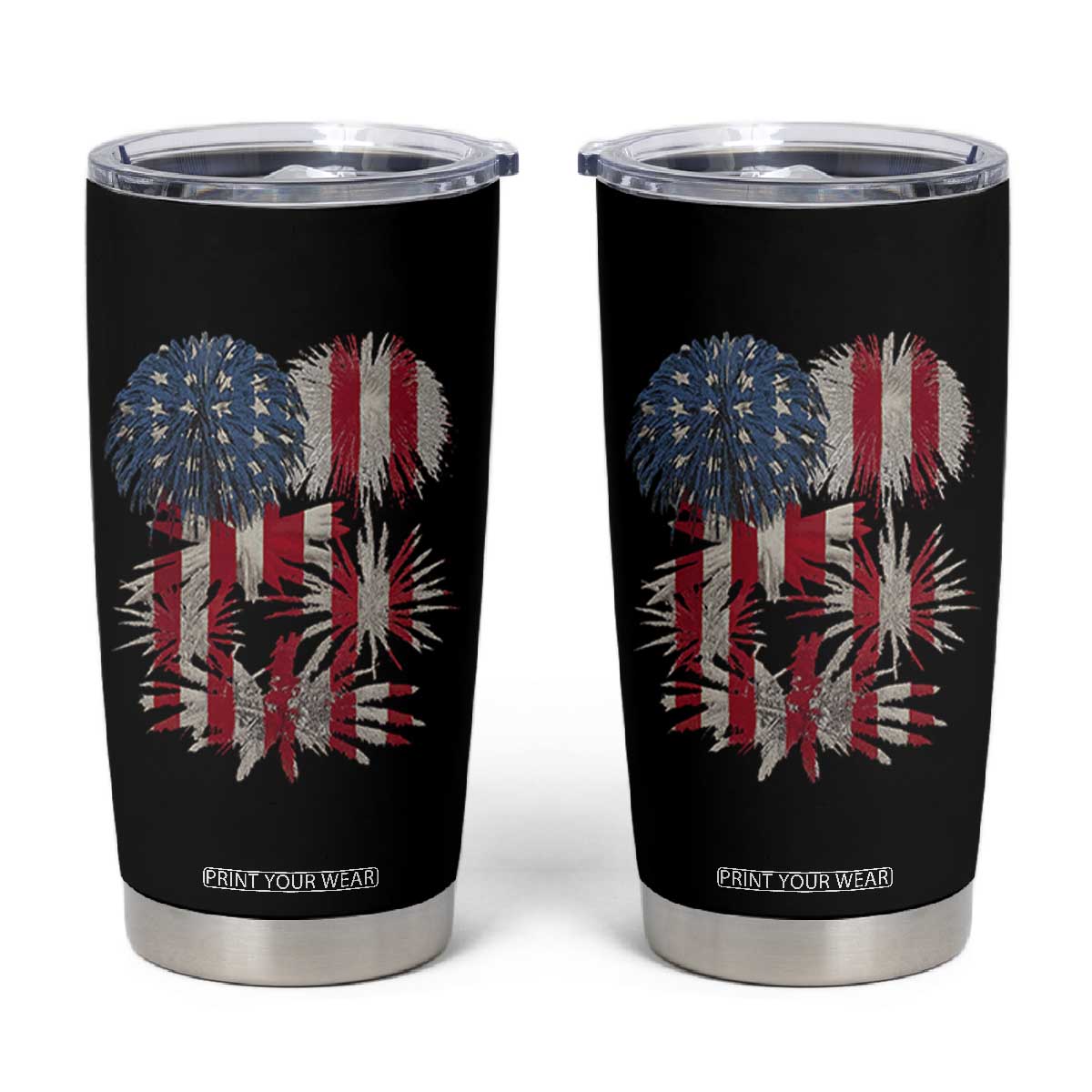 Funny American Fireworks Patriotic July 4th US Flag Tumbler Cup TS11 Black Print Your Wear