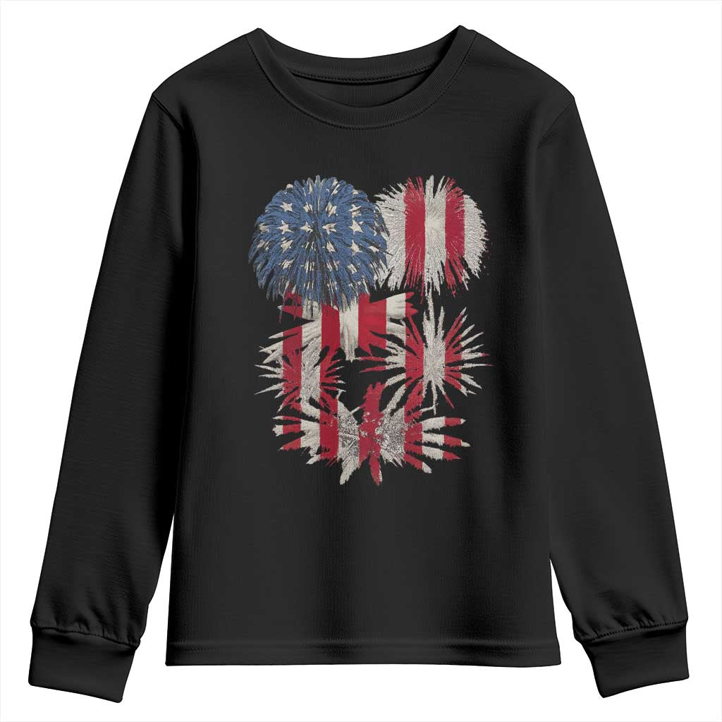 Funny American Fireworks Patriotic July 4th US Flag Youth Sweatshirt TS11 Black Print Your Wear