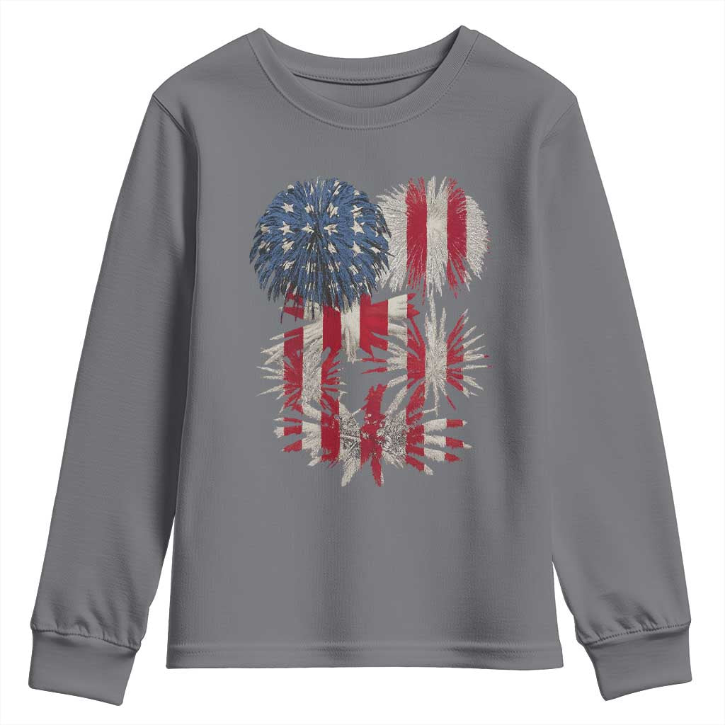 Funny American Fireworks Patriotic July 4th US Flag Youth Sweatshirt TS11 Charcoal Print Your Wear