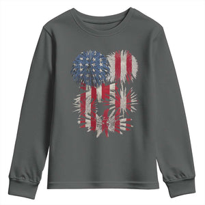 Funny American Fireworks Patriotic July 4th US Flag Youth Sweatshirt TS11 Dark Heather Print Your Wear