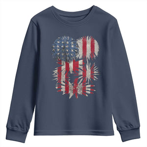 Funny American Fireworks Patriotic July 4th US Flag Youth Sweatshirt TS11 Navy Print Your Wear