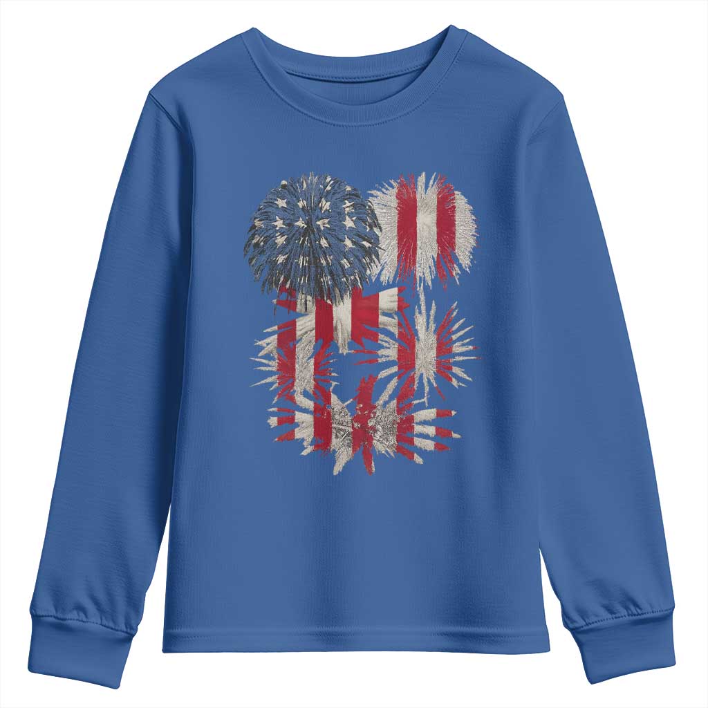 Funny American Fireworks Patriotic July 4th US Flag Youth Sweatshirt TS11 Royal Blue Print Your Wear