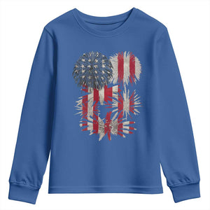 Funny American Fireworks Patriotic July 4th US Flag Youth Sweatshirt TS11 Royal Blue Print Your Wear