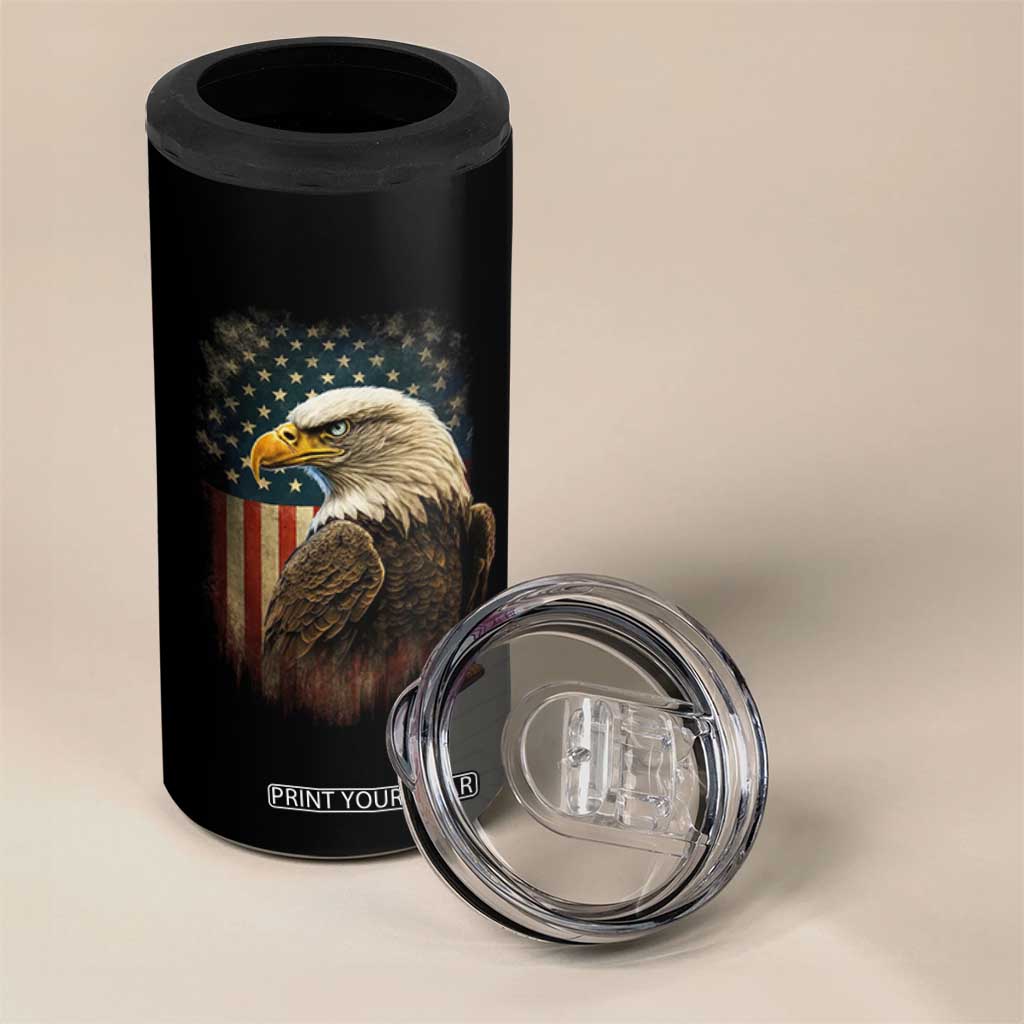 Funny American Flag Bald Eagle Patriotic 4th of July 4 in 1 Can Cooler Tumbler TS11 Print Your Wear