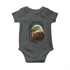Funny American Flag Bald Eagle Patriotic 4th of July Baby Onesie TS11 Dark Heather Print Your Wear