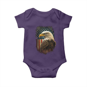 Funny American Flag Bald Eagle Patriotic 4th of July Baby Onesie TS11 Purple Print Your Wear